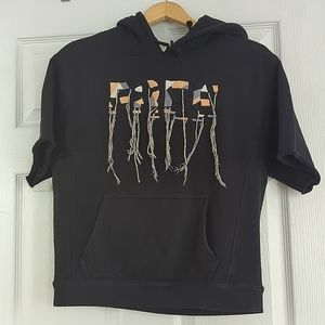 Free people short sleeve hoodie with embroidery S-M
